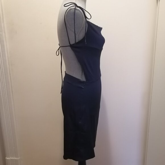 Midnight Blue Open-Back Satin Party/Occasion Dress by Zaful, BNWT - Picture 8 of 12
